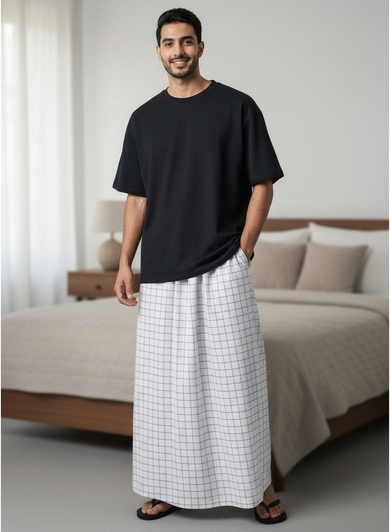 هيرو فوطة ابيض وزرة مطاط مع جيب جانبي للرجل فوطة رجالية وزرة صيفي مريحة جدا وباردة للرجال وزار رجالي معوز صارون صاروم اسباعية رجالية مناسب للمنزل والنوم وللرياضيين اوقات الصلاة - Image 1